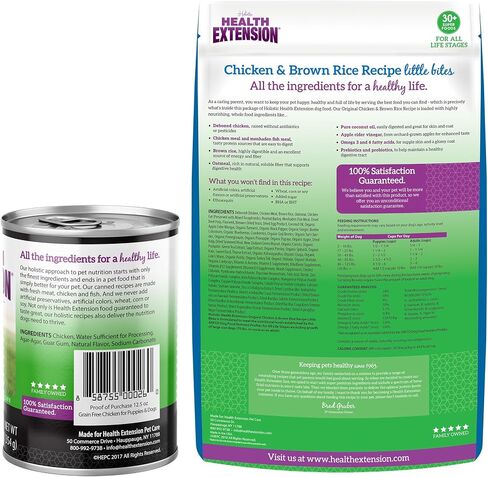 Health Extension Bundle - Little Bites Dry Dog Food Chicken & Brown Rice Recipe (4 lbs) and Wet Dog Food Chicken Recipe (12.5oz Single Can) - Complete Nutrition for Dogs in Saudi Arabia