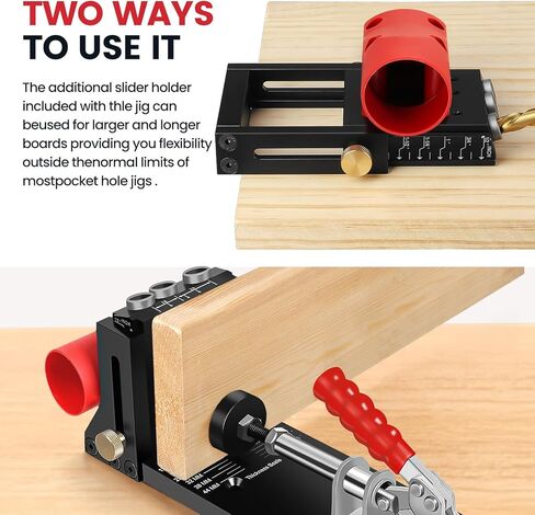 Pocket Hole Jig Kit with Side Support Adjustable Drill Guide with Drill Bit Limiter for Woodworking Aluminum Dowel Jig XK4 PRO in Saudi Arabia