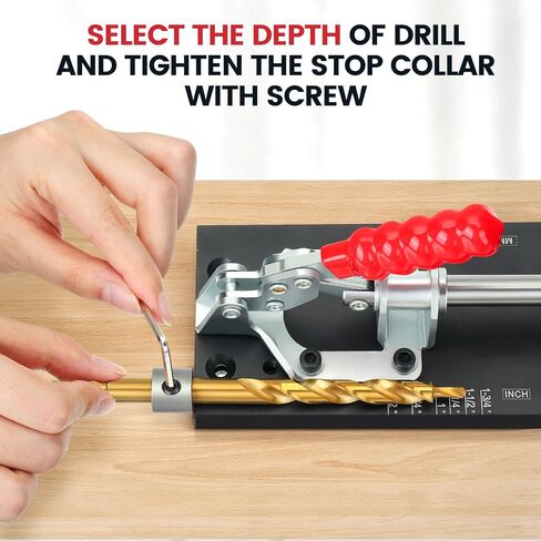 Pocket Hole Jig Kit with Side Support Adjustable Drill Guide with Drill Bit Limiter for Woodworking Aluminum Dowel Jig XK4 PRO in Saudi Arabia