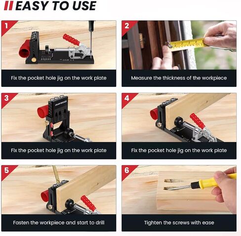 Pocket Hole Jig Kit with Side Support Adjustable Drill Guide with Drill Bit Limiter for Woodworking Aluminum Dowel Jig XK4 PRO in Saudi Arabia