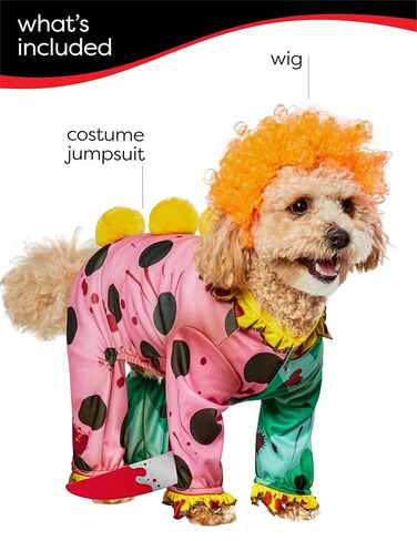 Rubies Killer Clown Fun and Cute Pet Costume Jumpsuit and Wig for Themed Party and Halloween, Small in Saudi Arabia