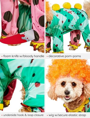 Rubies Killer Clown Fun and Cute Pet Costume Jumpsuit and Wig for Themed Party and Halloween, Small in Saudi Arabia