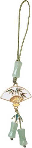 Stylish Cyan Pandas/Fan Phone Lanyard Trendy Han Costume Pendants Fashion Bamboo Joint Phone Charm Straps Ornaments, Style 2 in Kuwait