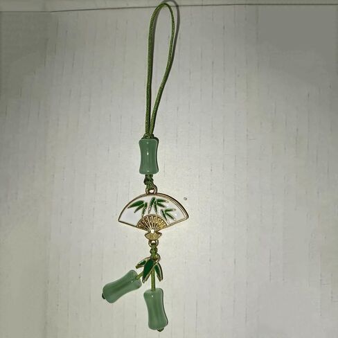 Stylish Cyan Pandas/Fan Phone Lanyard Trendy Han Costume Pendants Fashion Bamboo Joint Phone Charm Straps Ornaments, Style 2 in Kuwait