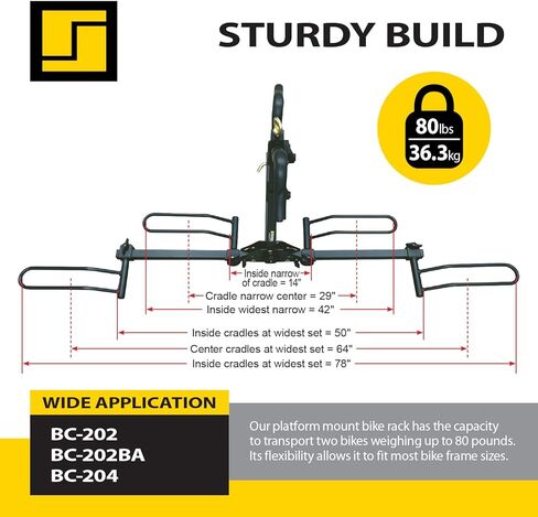 Stromberg Carlson BC-202BA 2-Bike Rack for Vehicle - Bike Rack Hitch Mount, Rigid Car Bike Rack, Bike Accessories for RV, Bike Rack for SUV, Bike Rack for Truck, Trailer Hitch Bike Rack in Kuwait