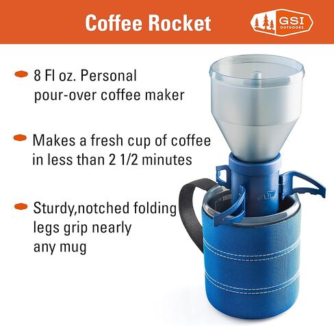 GSI Outdoors Coffee Rocket Pour-Over Coffee Maker I قابلة للطي، التعشيش، مجموعة القهوة بالتنقيط للتخييم والسفر in Kuwait