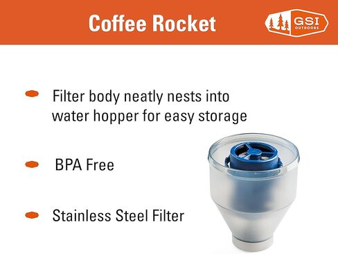 GSI Outdoors Coffee Rocket Pour-Over Coffee Maker I قابلة للطي، التعشيش، مجموعة القهوة بالتنقيط للتخييم والسفر in Kuwait