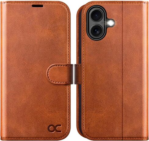 OCASE متوافق مع حافظة محفظة iPhone 16 Plus، حافظة قابلة للطي من جلد البولي يوريثان مع حامل بطاقات RFID ومسند [غلاف داخلي من مادة TPU مقاوم للصدمات] غطاء هاتف 6.7 بوصة 2024، أسود in Kuwait