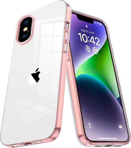 Crystal Clear Case for iPhone X/iPhone Xs, Soft Cute Flexible Multi-Color Thin TPU Shockproof Full Body Protective Girls Women Boy Men Cases for iPhone Xs/X 5.8", Pink(1-19) in Kuwait