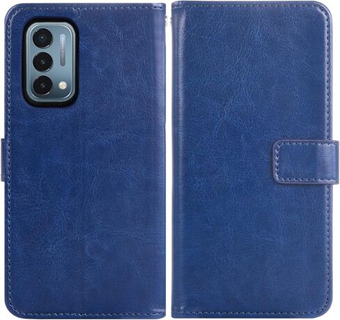Compatible with OnePlus Nord N200 5G Wallet Case Tempered Glass Screen Protector and Flip Card Holder Stand Cell Phone Cover for One Plus N 200 G5 1 Plus 200N 1plus One+ 1+ N2005G 2021 Women Men Blue in Saudi Arabia