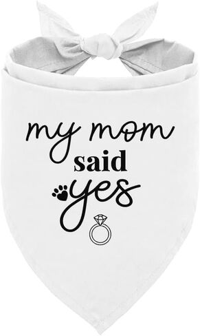 My Mom Said Yes Dog Bandana, Dog Bandana Engagement, My Parents are Getting Married Dog Bandana, Wedding Dog Bandana, Wedding Dog Outfit, White Dog Bandana, Dog Bandana for Small Medium Dogs (C1) in Kuwait