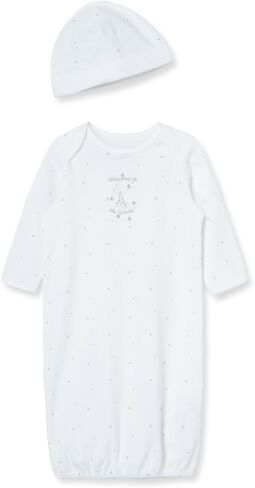 Little Me Unisex Baby 2-Piece Nightgown and Cap Set, White, 0-3 Months in Saudi Arabia