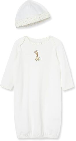 Little Me Unisex Baby 2-Piece Nightgown and Cap Set, White, 0-3 Months in Saudi Arabia