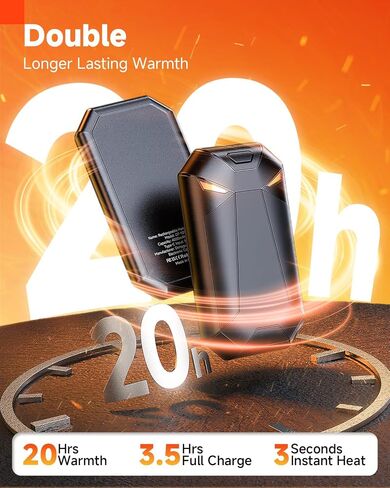Hand Warmers Rechargeable - Ultra Light & Thin 8000mAh 2 Packs Electric Hand Warmer, Pocket-Sized, Up to 20Hrs - Stocking Stuffers for Him/Adults, Gifts for Men/Women, Camping Accessories/Hunting Gear in Saudi Arabia