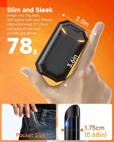 Hand Warmers Rechargeable - Ultra Light & Thin 8000mAh 2 Packs Electric Hand Warmer, Pocket-Sized, Up to 20Hrs - Stocking Stuffers for Him/Adults, Gifts for Men/Women, Camping Accessories/Hunting Gear in Saudi Arabia