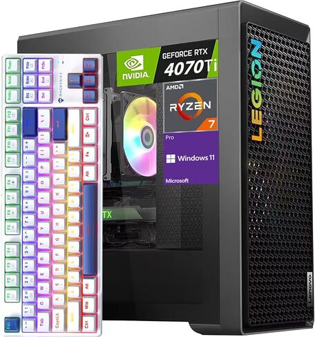 Lenovo Legion Pro Ryzen 7 RTX 4070 Ti Super Extreme Gaming Desktop, AMD Ryzen 7 7700, NVIDIA GeForce RTX 4070 Ti Super, 64GB RAM, 2TB SSD, Win 11 Pro, with Machenike Mechanical Keyboard Bundle in Saudi Arabia