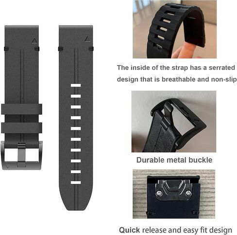 Compatible for Garmin Fenix 7/6/Fenix 5 Bands, 22mm Quick Release Easy Fit, Silicone Leather + Woven Nylon Ultralight Sport Band for Fenix 5 Plus, Fenix 6 Pro/Sapphire in Kuwait