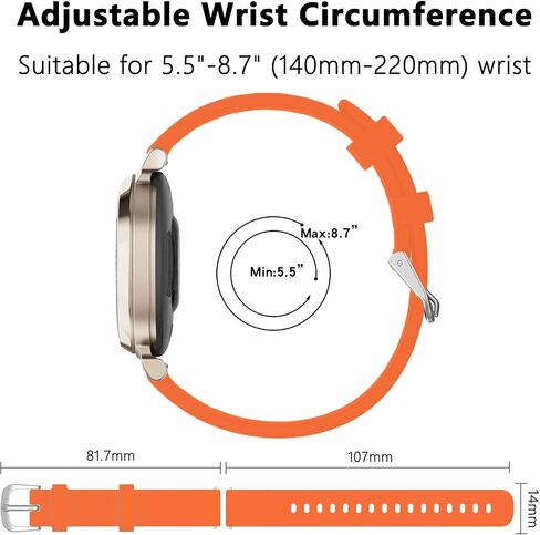 TopPerfekt Band Compatible with Garmin Lily 2, Slim Soft Silicone Quick Release Replacement Wristband for Lily 2, Garmin Lily2 Active (14mm) Smartwatch Strap in Kuwait