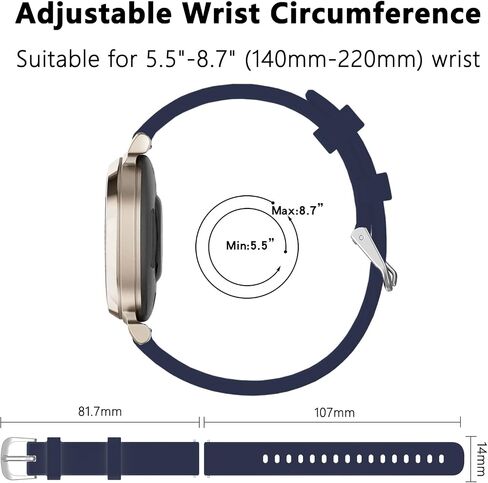TopPerfekt Band Compatible with Garmin Lily 2, Slim Soft Silicone Quick Release Replacement Wristband for Lily 2, Garmin Lily2 Active (14mm) Smartwatch Strap in Kuwait