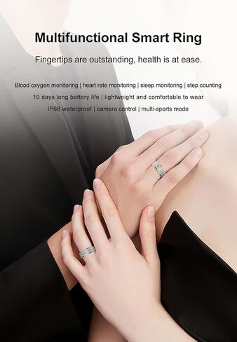 Smart Ring Fitness Tracker for Men and Women, Heart Rate & Blood Oxygen Monitor & Sleep Monitoring, Remote Selfie Control Ring, Waterproof Wearable Smart Rings (8) in Kuwait
