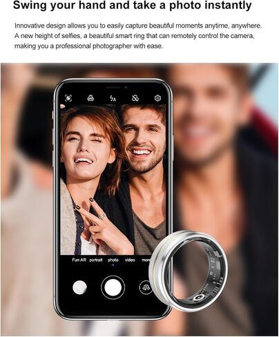Smart Ring Fitness Tracker for Men and Women, Heart Rate & Blood Oxygen Monitor & Sleep Monitoring, Remote Selfie Control Ring, Waterproof Wearable Smart Rings (8) in Kuwait