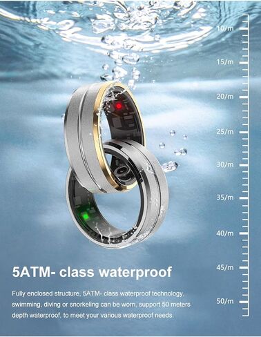 Smart Ring Fitness Tracker for Men and Women, Heart Rate & Blood Oxygen Monitor & Sleep Monitoring, Remote Selfie Control Ring, Waterproof Wearable Smart Rings (8) in Kuwait