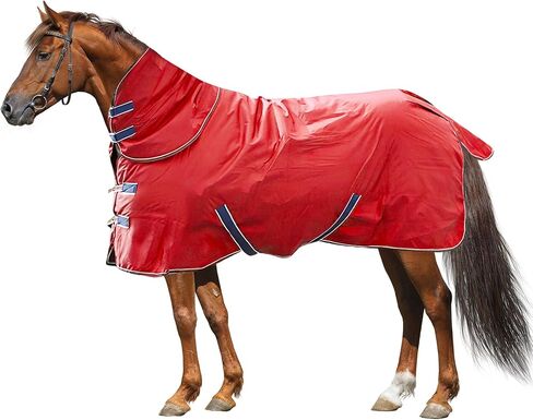 900D Waterproof & Rainproof Horse Blanket - Breathable & Wind Proof Turnout Sheet | Thickened Warm Winter Horse Blanket with Neck Cover (400g Fill) (75'', Blue) in Saudi Arabia