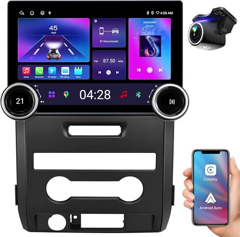 راديو سيارة بمقابض مزدوجة 11.5 بوصة لسيارة Ford F150 2009-2014 تحديث ستيريو، دقة 2000x1200 مع CarPlay اللاسلكي، Android Auto، Android 13,4G RAM+64G ROM، 8-Core، FM/AM، 5G WiFi، التحكم في عجلة القيادة in Kuwait