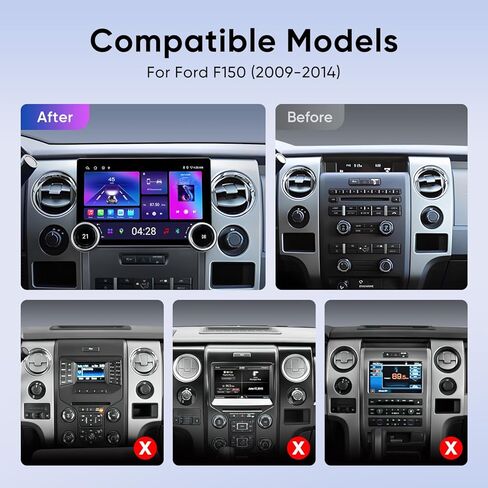 راديو سيارة بمقابض مزدوجة 11.5 بوصة لسيارة Ford F150 2009-2014 تحديث ستيريو، دقة 2000x1200 مع CarPlay اللاسلكي، Android Auto، Android 13,4G RAM+64G ROM، 8-Core، FM/AM، 5G WiFi، التحكم في عجلة القيادة in Kuwait
