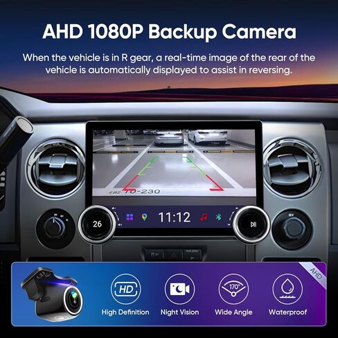 راديو سيارة بمقابض مزدوجة 11.5 بوصة لسيارة Ford F150 2009-2014 تحديث ستيريو، دقة 2000x1200 مع CarPlay اللاسلكي، Android Auto، Android 13,4G RAM+64G ROM، 8-Core، FM/AM، 5G WiFi، التحكم في عجلة القيادة in Kuwait