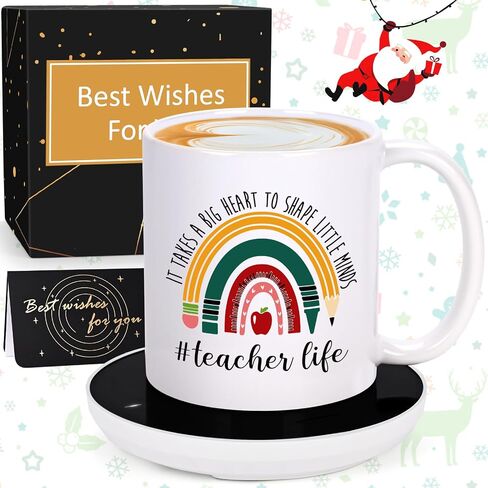 LiqCool Teacher Gifts for Women, Coffee Mug Warmer & It Takes a Big Heart Coffee Mug, Best Teacher Christmas Gifts, Teacher Appreciation Gifts for Daycare/Preschool/Retirement/End of Year(11 Oz) in Saudi Arabia