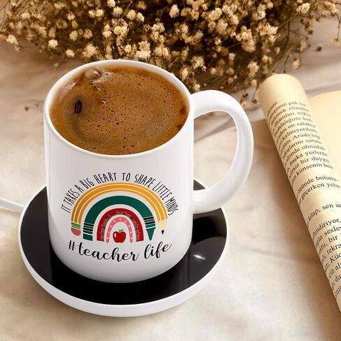 LiqCool Teacher Gifts for Women, Coffee Mug Warmer & It Takes a Big Heart Coffee Mug, Best Teacher Christmas Gifts, Teacher Appreciation Gifts for Daycare/Preschool/Retirement/End of Year(11 Oz) in Saudi Arabia