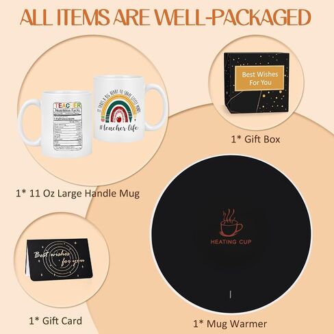 LiqCool Teacher Gifts for Women, Coffee Mug Warmer & It Takes a Big Heart Coffee Mug, Best Teacher Christmas Gifts, Teacher Appreciation Gifts for Daycare/Preschool/Retirement/End of Year(11 Oz) in Saudi Arabia