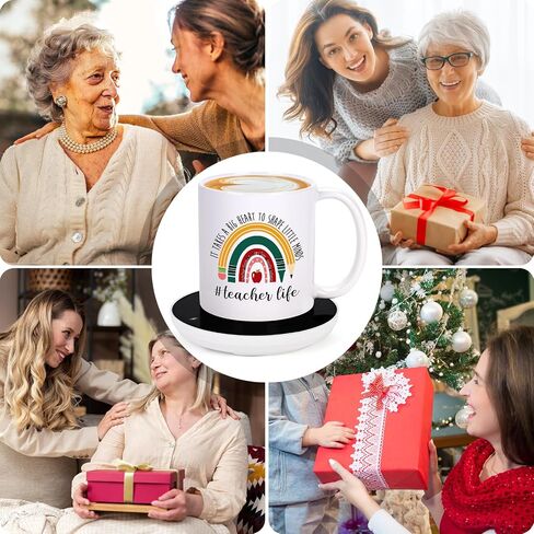 LiqCool Teacher Gifts for Women, Coffee Mug Warmer & It Takes a Big Heart Coffee Mug, Best Teacher Christmas Gifts, Teacher Appreciation Gifts for Daycare/Preschool/Retirement/End of Year(11 Oz) in Saudi Arabia