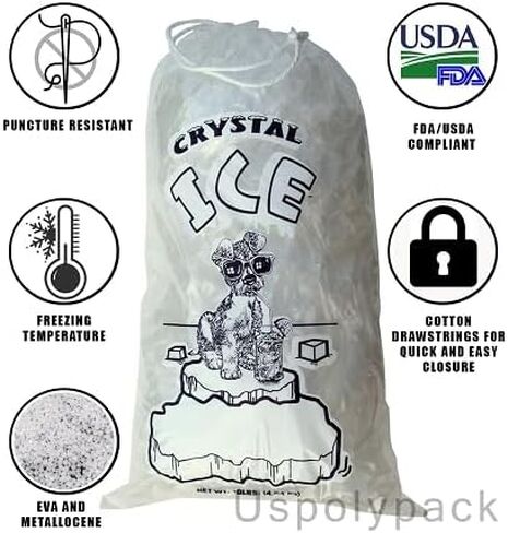 أكياس ثلج برباط من الدرجة التجارية شديدة التحمل (FBA10 lb Pack 500) in Saudi Arabia