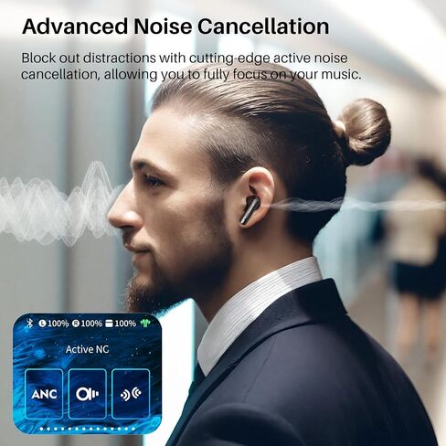 Vivid Wireless Earbuds, Active Noise Cancelling Earbuds with 1.75" Touch Screen, Bluetooth 5.3 Ear Buds with 47H Long Playtime, IPX4 Water-Resistant, 2 Mics for Clear Calls, 6 EQ Presets in Saudi Arabia