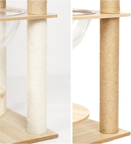 Cat Tree, Wooden Cat Tower for Indoor Large Cats, 52" Large Cat Tree Tower with Sisal Scratching Posts, Transparent Perch and Dangling Furry Ball for Small Large Cats in Saudi Arabia