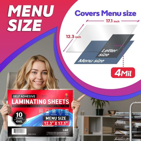Self Stick Laminating Sheets 8.5 x 11 Inches, 4mil, Pack of 20, No Heat, No Machine, Peel and Stick Laminating Sheets, Self Adhesive Contact Paper, Self Sealing Clear Vinyl Stickers by VIOLLETO in Kuwait