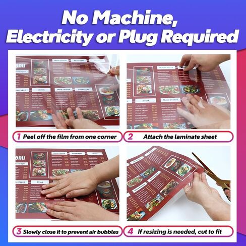 Self Stick Laminating Sheets 8.5 x 11 Inches, 4mil, Pack of 20, No Heat, No Machine, Peel and Stick Laminating Sheets, Self Adhesive Contact Paper, Self Sealing Clear Vinyl Stickers by VIOLLETO in Kuwait