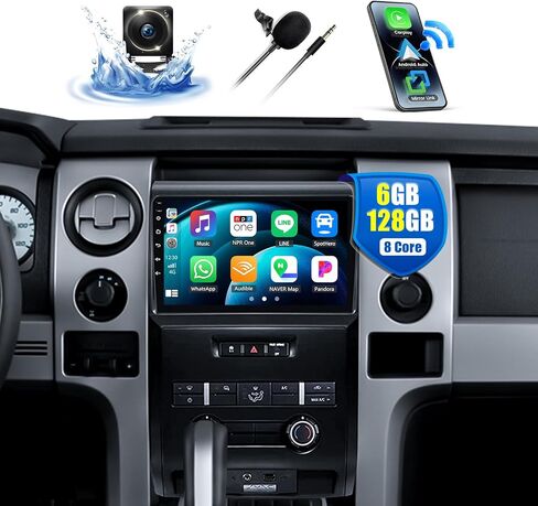 6G + 128G 8-Core Android 13 راديو السيارة ستيريو لفورد F150 F-150 2009 2010 2011 2012 مع CarPlay اللاسلكي Android Auto 9 بوصة IPS شاشة تعمل باللمس وحدة الرأس مع DSP GPS Bluetooth 5.0 WiFi FM AHD كاميرا احتياطية in Saudi Arabia