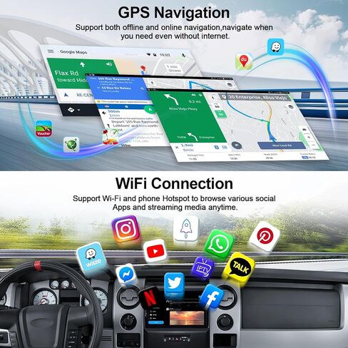 6G + 128G 8-Core Android 13 راديو السيارة ستيريو لفورد F150 F-150 2009 2010 2011 2012 مع CarPlay اللاسلكي Android Auto 9 بوصة IPS شاشة تعمل باللمس وحدة الرأس مع DSP GPS Bluetooth 5.0 WiFi FM AHD كاميرا احتياطية in Saudi Arabia