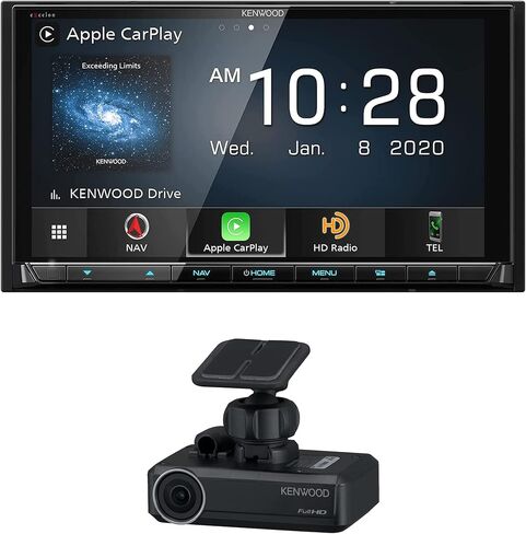 KENWOOD DNX997XR 6.8 بوصة CD/DVD Garmin Navigation شاشة تعمل باللمس مع Apple CarPlay وAndroid Auto | بالإضافة إلى كاميرا Kenwood DRV-N520 Dash Cam in Saudi Arabia