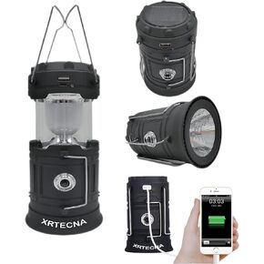 Solar Camping Lantern Large Capacity DC Rechargeable Charging LED Camping Light with USB Charger, Electronic Lantern for Camping Hurricanes Emergencies Power Outages Homes Indoor Outdoor 1Pack