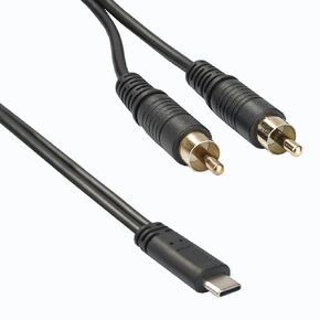 USB Type-C Male to 2 RCA Male Stereo Audio Converter Y Splitter Cable for Select iPhone, iPad and iPod Models for Power Amplifier, Car, Home Theater, Speaker and More