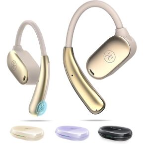 King Lucky Open Ear Headphones Wireless Bluetooth,Lightweight Open Ear Earbuds with Mic, Noise Cancelling, IPX5 Waterproof, Dual Link, Comfortable for Running,Sports,60Hrs, for Small Ears (Black)