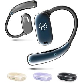 King Lucky Open Ear Headphones Wireless Bluetooth,Lightweight Open Ear Earbuds with Mic, Noise Cancelling, IPX5 Waterproof, Dual Link, Comfortable for Running,Sports,60Hrs, for Small Ears (Black)