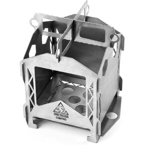 OneTigris TORCH BEARER Mini Titanium Stove, Backpacking Portable Wood Burning Stove, Outdoor Furnace, Bonfire Stands for Hiking, Bushcrafting