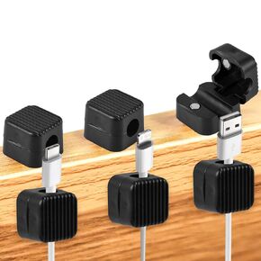6 Pcs Magnetic Cable Organizer, Cord Organizer Holder Magnetic Cable Clips Phone Charging Cable Keeper Tidy Holder Wire Charger Management for Home Office Wall Desk Car Bedroom Nightstand (Black)