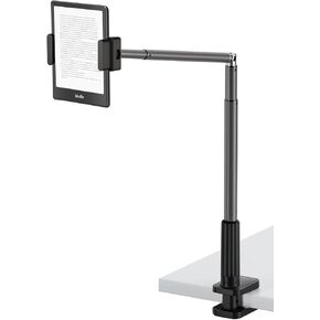 Tablet/Phone Holder for Bed, 360° Rotation Cell Phone Holder, Flexible Long Arm Headboard Bedside Clip, Multi-Functional Overhead Phone Mount for 3.5-11" Phones, Tablets, Kindle, Black
