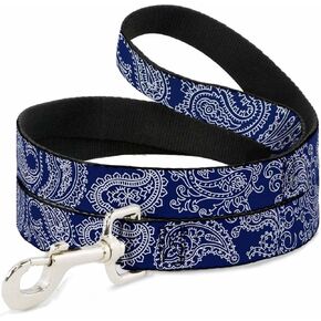 Dog Leash Paisley Blue White 6 Feet Long 1.0 Inch Wide